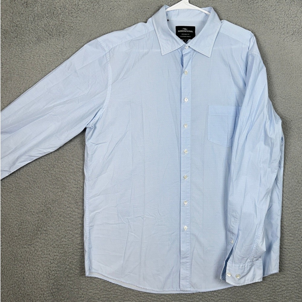 Rodd Gunn Shirt Mens XL Original Fit Light Blue Button Up Casual Long Sleeve EUC